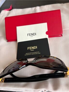 Fendi Black Sunglasses with Red Case